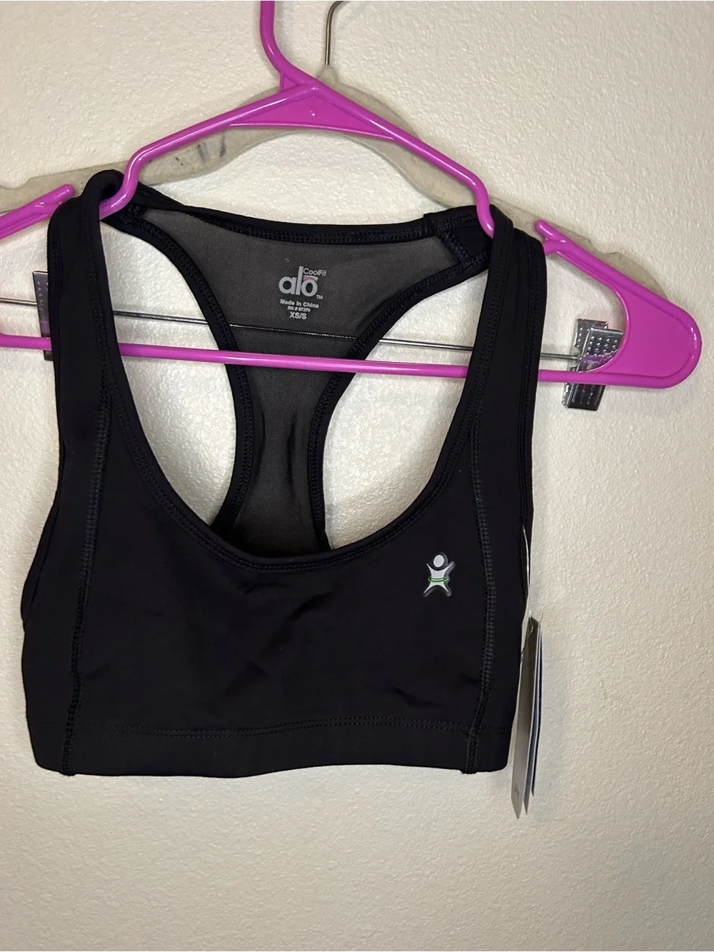 ALO Yoga Black Racerback Sports Bra with Subtle Logo